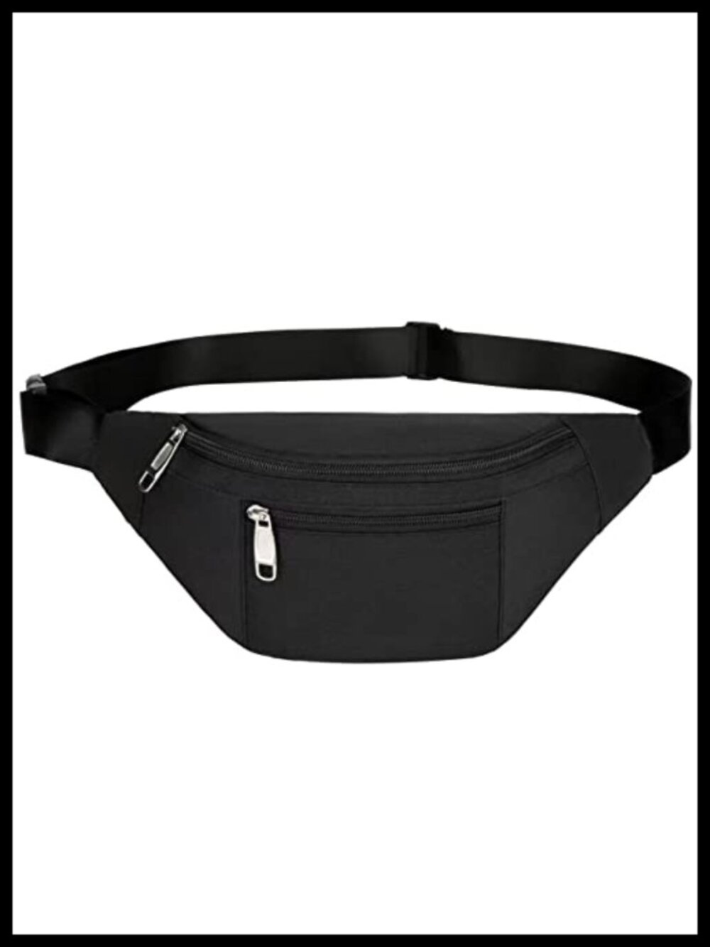 Unisex Waterproof Nylon Waist Pack Fanny Bag 3 Zippered Pockets Running Travel